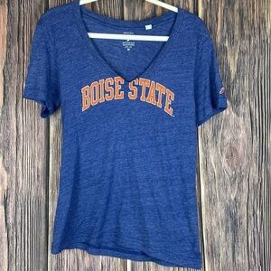 Woman’s Boise State University Blue Cotton Blend V Neck Tee- Size Medium